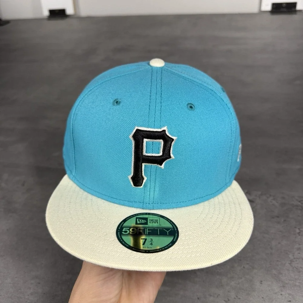 Pittsburgh Pirates Hat New Era Cap 7 3/4 Teal Blue White Cream Black 59Fifty MLB